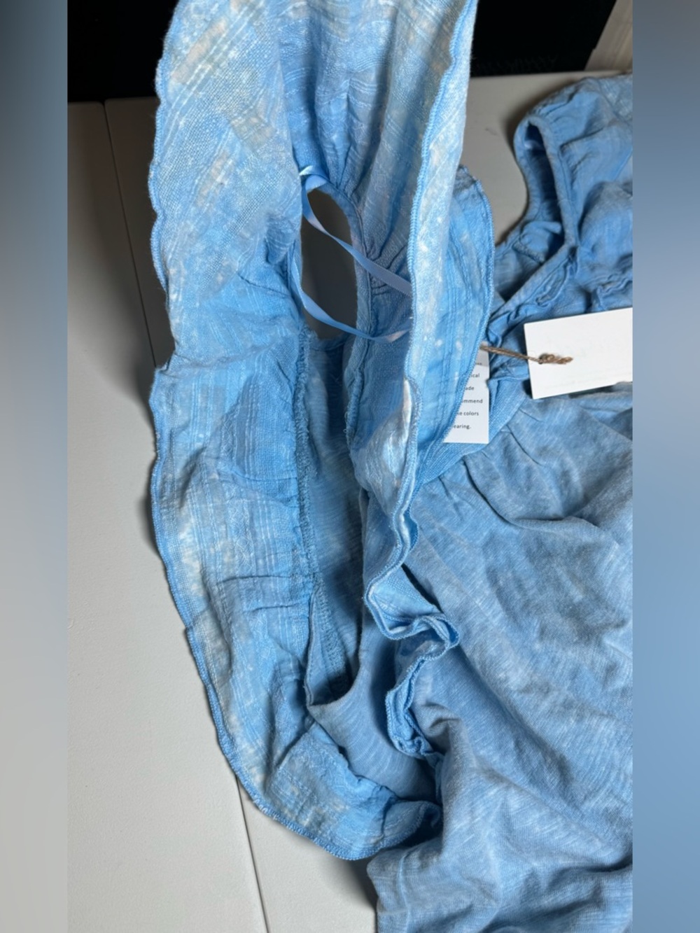 New In Light Blue Ruffle Sleeve Tank Top L - Picture 4 of 9